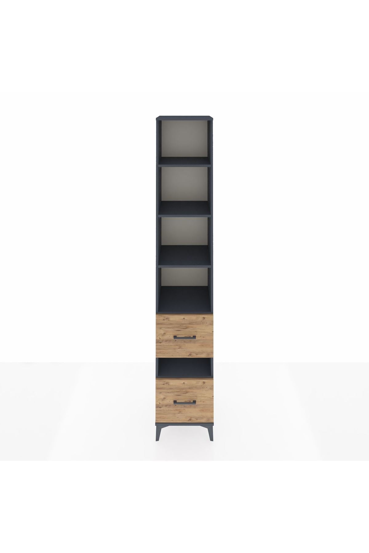 Hyperion Dolap 5 Raflı 2 Çekmeceli 44x44x243 Antrasit-Çam