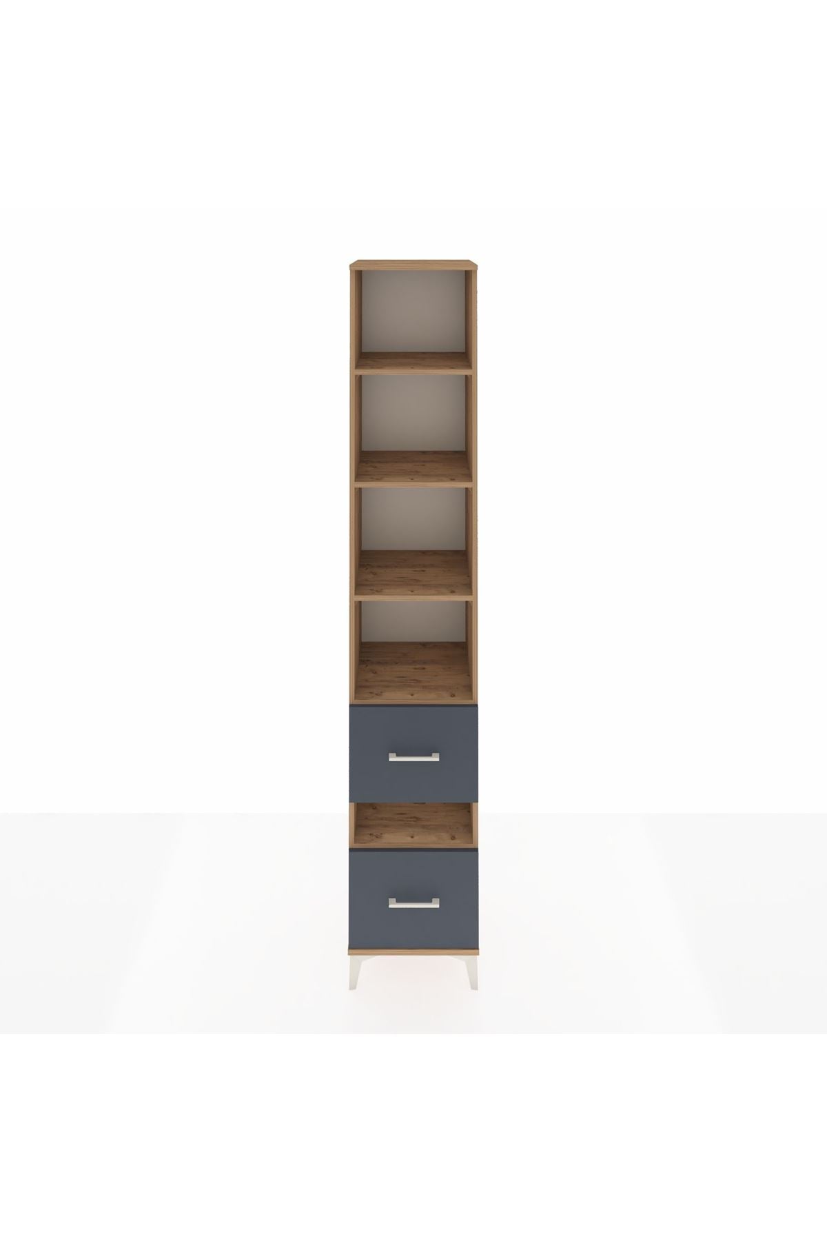 Hyperion Dolap 5 Raflı 2 Çekmeceli 44x44x243 Çam-Antrasit