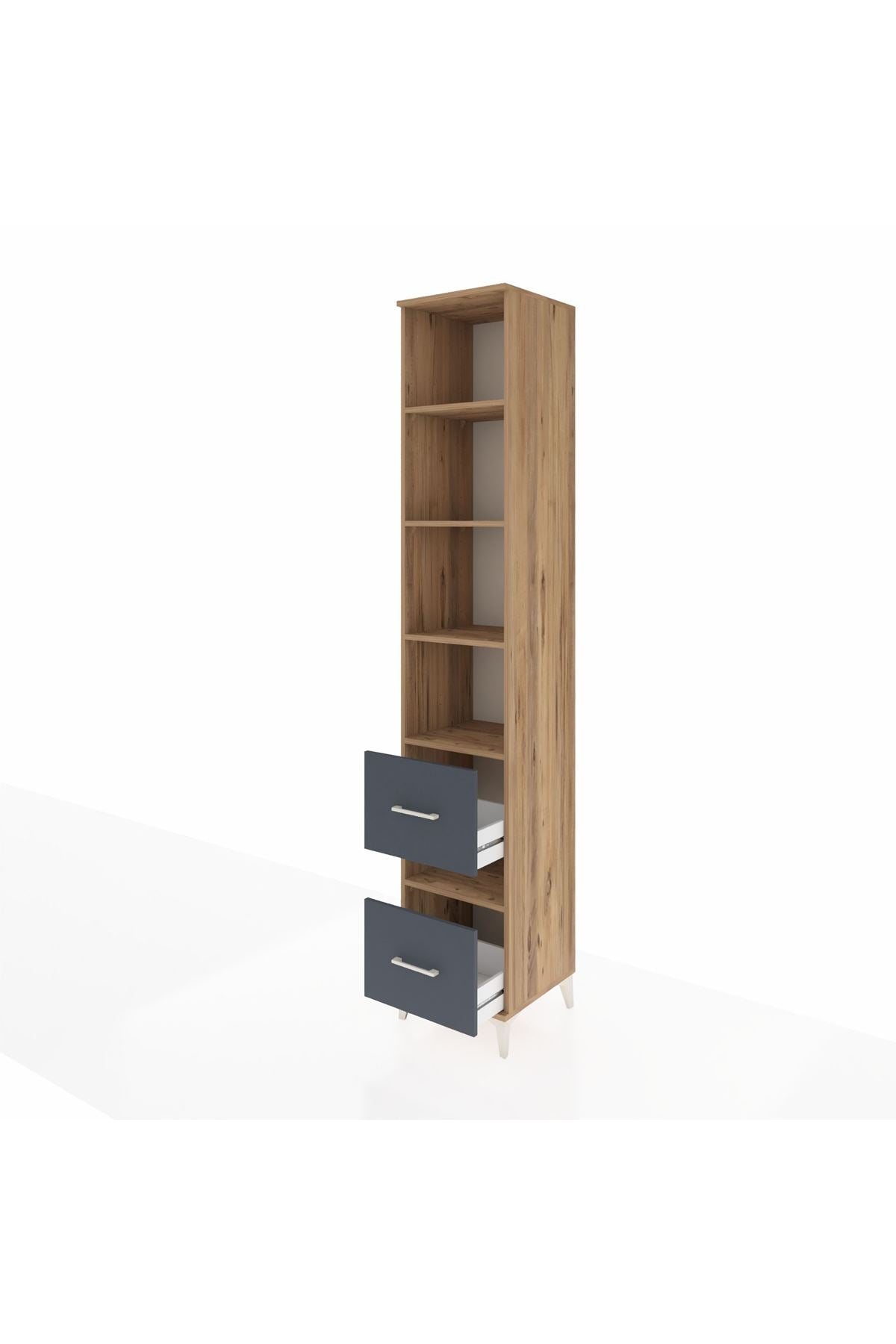 Hyperion Dolap 5 Raflı 2 Çekmeceli 44x44x243 Çam-Antrasit