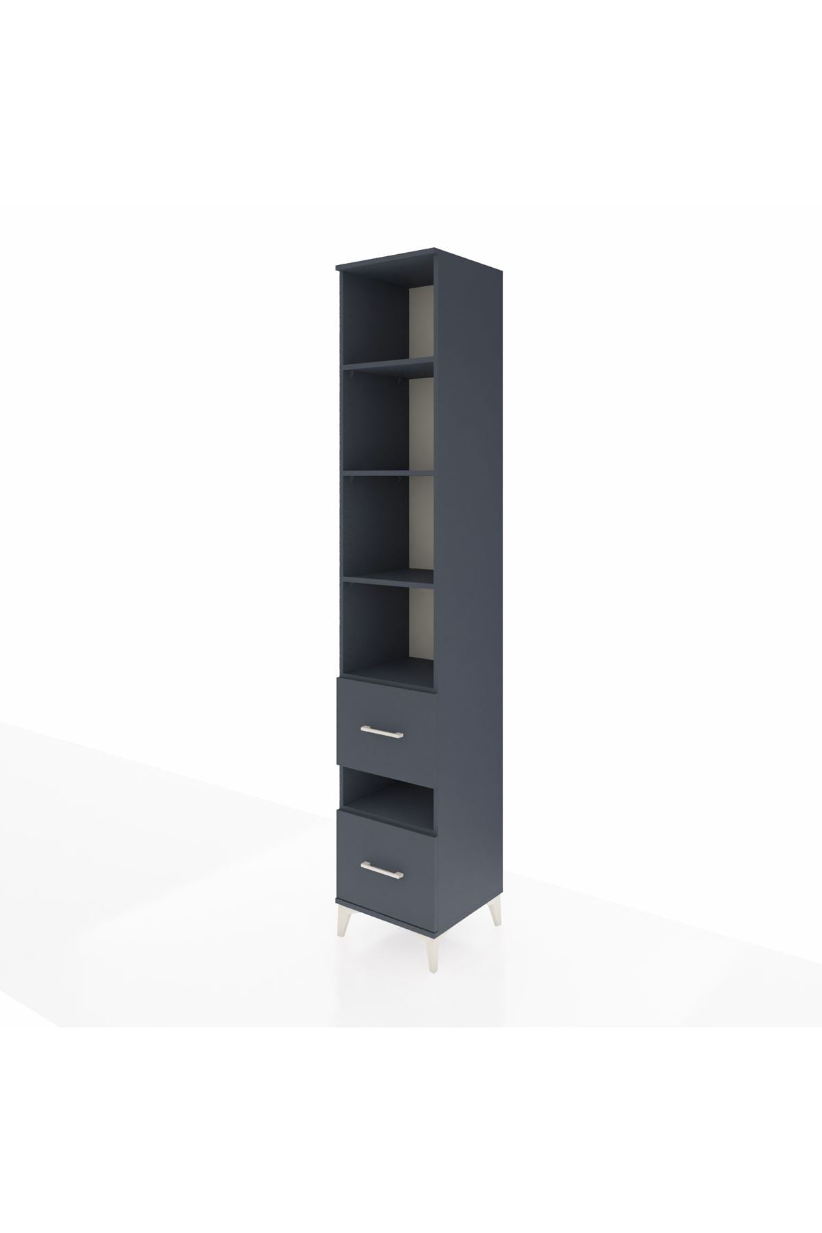 Hyperion Dolap 5 Raflı 2 Çekmeceli 44x44x243 Antrasit-Antrasit