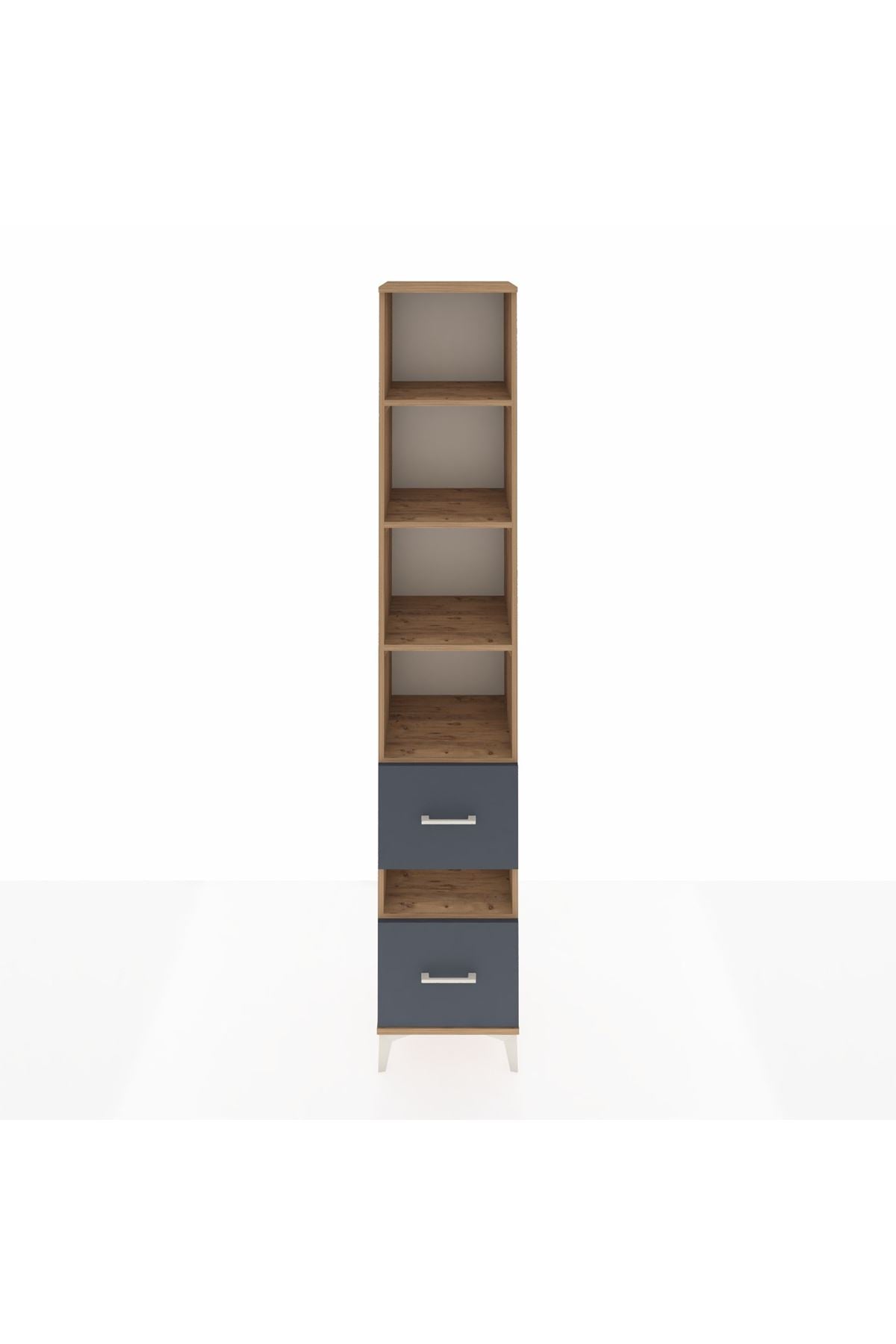 Hyperion Dolap 5 Raflı 2 Çekmeceli 44x44x243 Çam-Antrasit