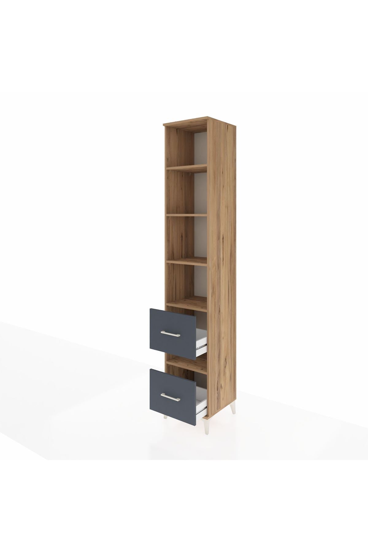 Hyperion Dolap 5 Raflı 2 Çekmeceli 44x44x243 Çam-Antrasit