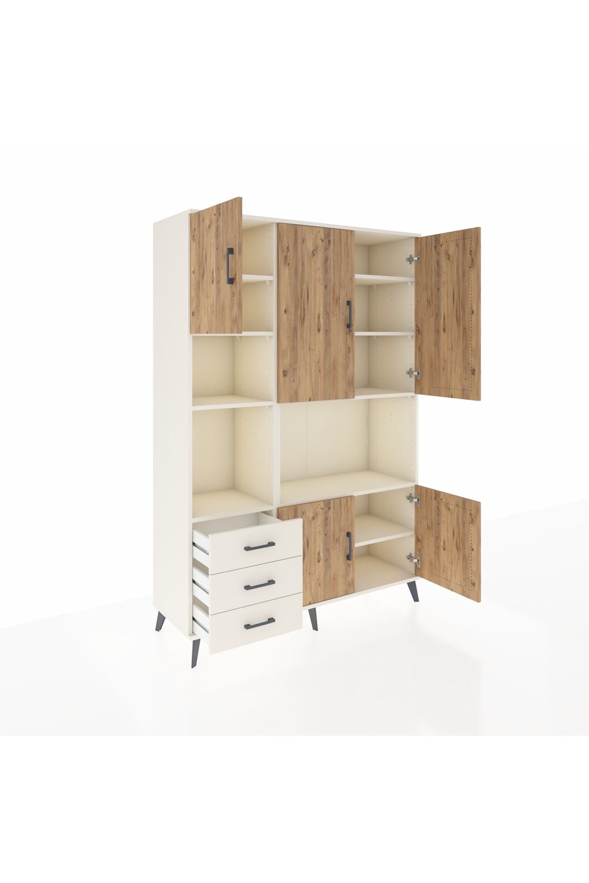 Hyperion Dolap 9 Raflı 3 Çekmeceli 5 Kapaklı 132x44x195 Aytaşı-Çam/Aytaşı