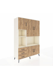 Hyperion Dolap 9 Raflı 3 Çekmeceli 5 Kapaklı 132x44x195 Aytaşı-Çam/Çam