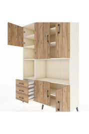 Hyperion Dolap 9 Raflı 3 Çekmeceli 5 Kapaklı 132x44x195 Aytaşı-Çam/Çam