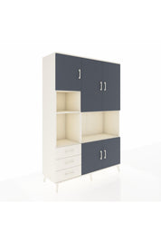 Hyperion Dolap 9 Raflı 3 Çekmeceli 5 Kapaklı 132x44x195 Aytaşı-Antrasit/Aytaşı