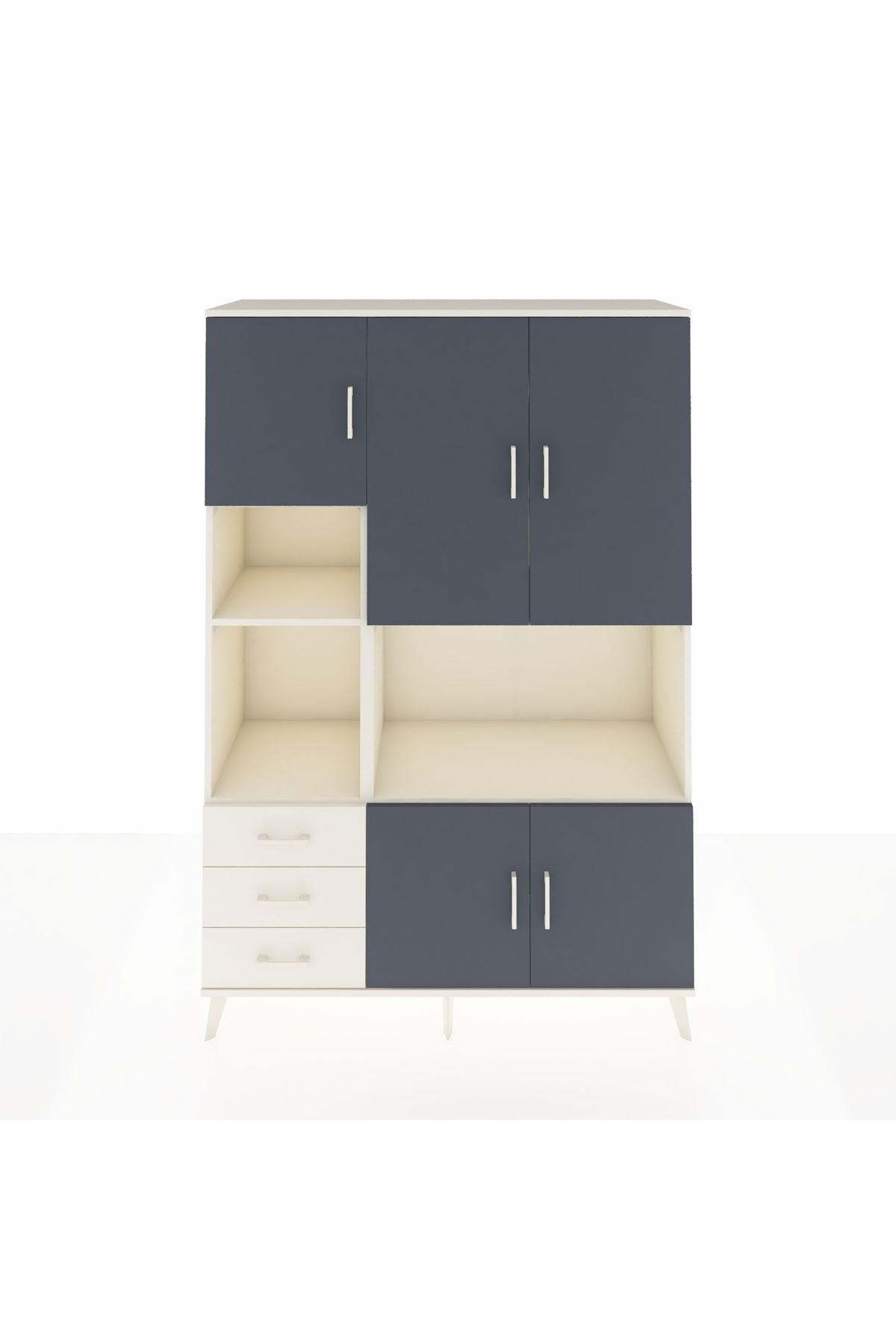 Hyperion Dolap 9 Raflı 3 Çekmeceli 5 Kapaklı 132x44x195 Aytaşı-Antrasit/Aytaşı