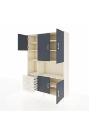 Hyperion Dolap 9 Raflı 3 Çekmeceli 5 Kapaklı 132x44x195 Aytaşı-Antrasit/Aytaşı