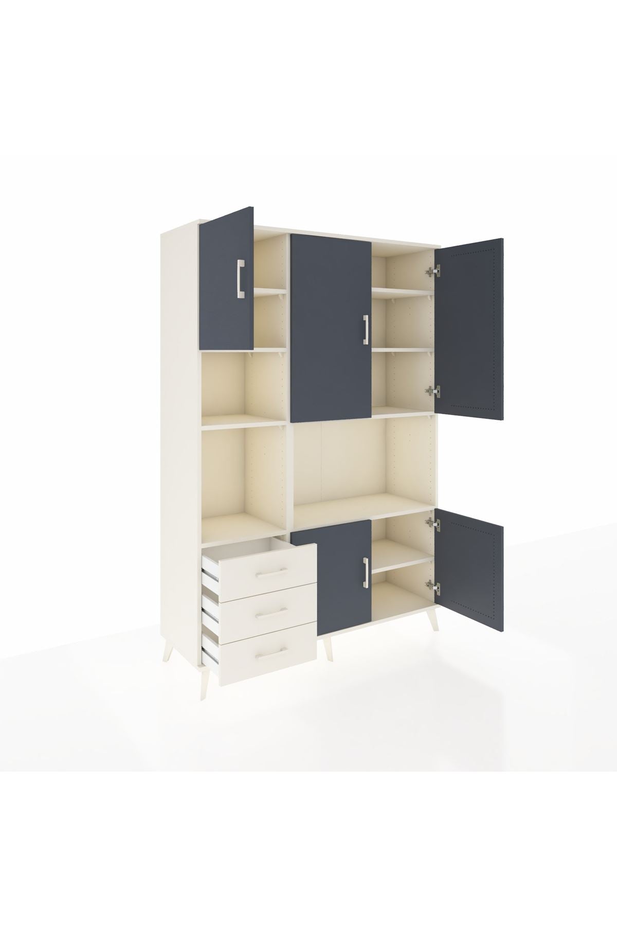 Hyperion Dolap 9 Raflı 3 Çekmeceli 5 Kapaklı 132x44x195 Aytaşı-Antrasit/Aytaşı