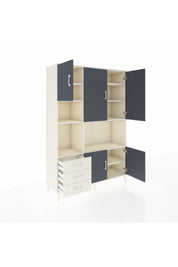 Hyperion Dolap 9 Raflı 3 Çekmeceli 5 Kapaklı 132x44x195 Aytaşı-Antrasit/Aytaşı