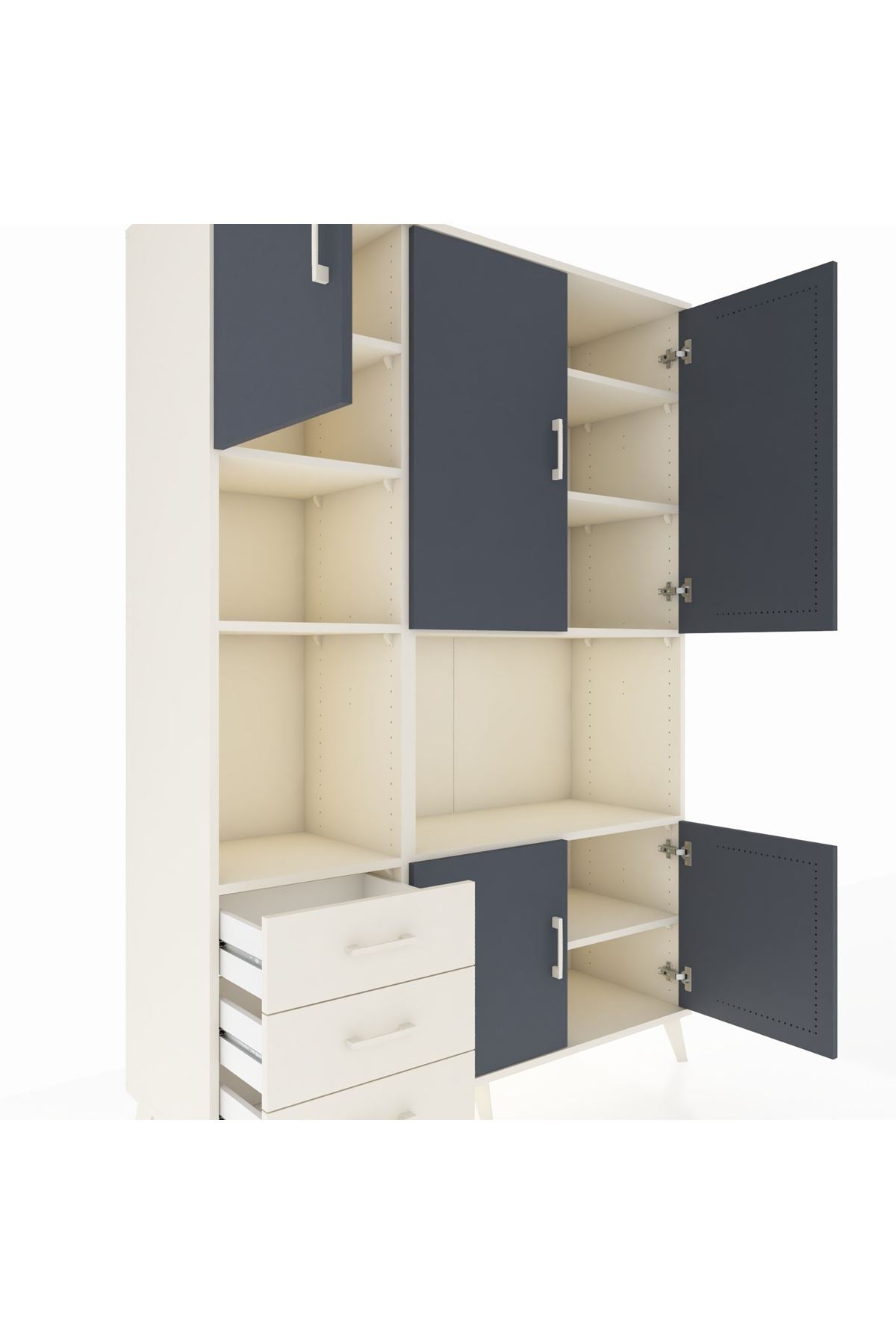 Hyperion Dolap 9 Raflı 3 Çekmeceli 5 Kapaklı 132x44x195 Aytaşı-Antrasit/Aytaşı