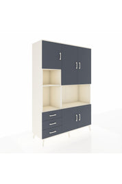 Hyperion Dolap 9 Raflı 3 Çekmeceli 5 Kapaklı 132x44x195 Aytaşı-Antrasit/Antrasit