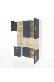 Hyperion Dolap 9 Raflı 3 Çekmeceli 5 Kapaklı 132x44x195 Aytaşı-Antrasit/Antrasit