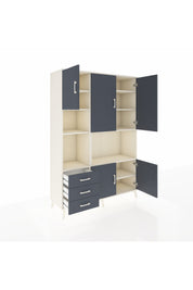 Hyperion Dolap 9 Raflı 3 Çekmeceli 5 Kapaklı 132x44x195 Aytaşı-Antrasit/Antrasit