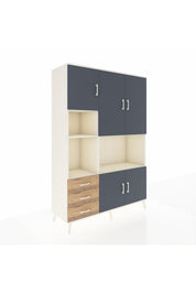 Hyperion Dolap 9 Raflı 3 Çekmeceli 5 Kapaklı 132x44x195 Aytaşı-Antrasit/Çam