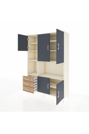 Hyperion Dolap 9 Raflı 3 Çekmeceli 5 Kapaklı 132x44x195 Aytaşı-Antrasit/Çam