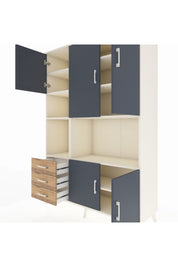 Hyperion Dolap 9 Raflı 3 Çekmeceli 5 Kapaklı 132x44x195 Aytaşı-Antrasit/Çam