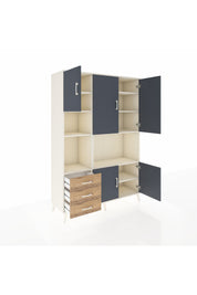 Hyperion Dolap 9 Raflı 3 Çekmeceli 5 Kapaklı 132x44x195 Aytaşı-Antrasit/Çam