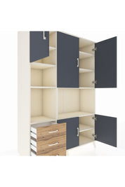 Hyperion Dolap 9 Raflı 3 Çekmeceli 5 Kapaklı 132x44x195 Aytaşı-Antrasit/Çam