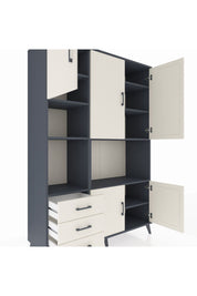 Hyperion Dolap 9 Raflı 3 Çekmeceli 5 Kapaklı 132x44x195 Antrasit-Aytaşı/Aytaşı