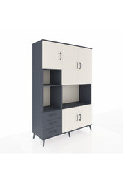 Hyperion Dolap 9 Raflı 3 Çekmeceli 5 Kapaklı 132x44x195 Antrasit-Aytaşı/Antrasit