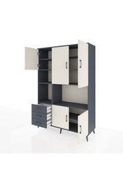 Hyperion Dolap 9 Raflı 3 Çekmeceli 5 Kapaklı 132x44x195 Antrasit-Aytaşı/Antrasit