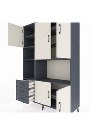 Hyperion Dolap 9 Raflı 3 Çekmeceli 5 Kapaklı 132x44x195 Antrasit-Aytaşı/Antrasit