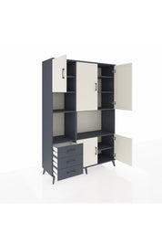 Hyperion Dolap 9 Raflı 3 Çekmeceli 5 Kapaklı 132x44x195 Antrasit-Aytaşı/Antrasit