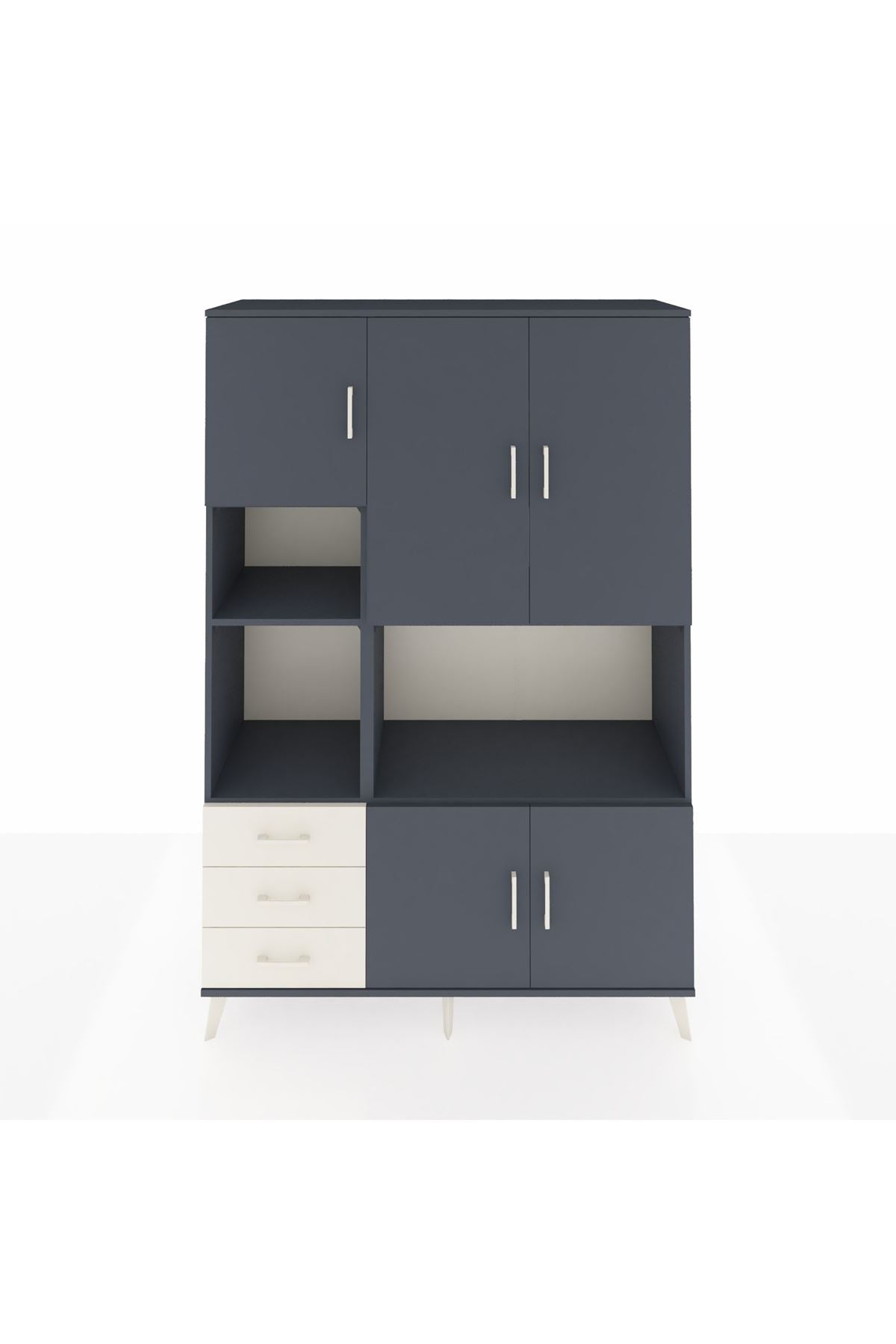 Hyperion Dolap 9 Raflı 3 Çekmeceli 5 Kapaklı 132x44x195 Antrasit-Antrasit/Aytaşı