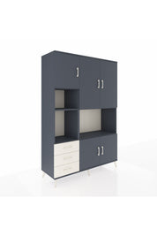 Hyperion Dolap 9 Raflı 3 Çekmeceli 5 Kapaklı 132x44x195 Antrasit-Antrasit/Aytaşı