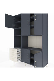 Hyperion Dolap 9 Raflı 3 Çekmeceli 5 Kapaklı 132x44x195 Antrasit-Antrasit/Aytaşı