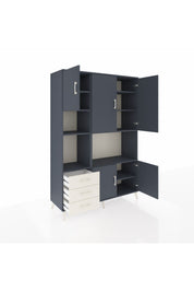 Hyperion Dolap 9 Raflı 3 Çekmeceli 5 Kapaklı 132x44x195 Antrasit-Antrasit/Aytaşı