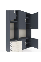 Hyperion Dolap 9 Raflı 3 Çekmeceli 5 Kapaklı 132x44x195 Antrasit-Antrasit/Aytaşı