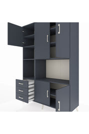 Hyperion Dolap 9 Raflı 3 Çekmeceli 5 Kapaklı 132x44x195 Antrasit-Antrasit/Antrasit