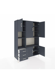 Hyperion Dolap 9 Raflı 3 Çekmeceli 5 Kapaklı 132x44x195 Antrasit-Antrasit/Antrasit