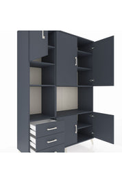 Hyperion Dolap 9 Raflı 3 Çekmeceli 5 Kapaklı 132x44x195 Antrasit-Antrasit/Antrasit
