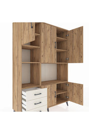 Hyperion Dolap 9 Raflı 3 Çekmeceli 5 Kapaklı 132x44x195 Çam-Çam/Aytaşı