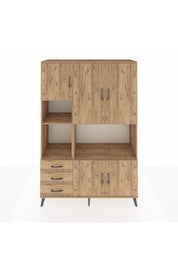Hyperion Dolap 9 Raflı 3 Çekmeceli 5 Kapaklı 132x44x195 Çam-Çam/Çam