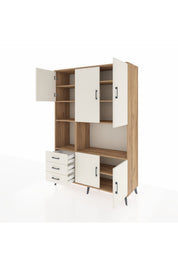 Hyperion Dolap 9 Raflı 3 Çekmeceli 5 Kapaklı 132x44x195 Çam-Aytaşı/Aytaşı