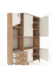 Hyperion Dolap 9 Raflı 3 Çekmeceli 5 Kapaklı 132x44x195 Çam-Aytaşı/Çam