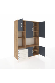 Hyperion Dolap 9 Raflı 3 Çekmeceli 5 Kapaklı 132x44x195 Çam-Antrasit/Aytaşı