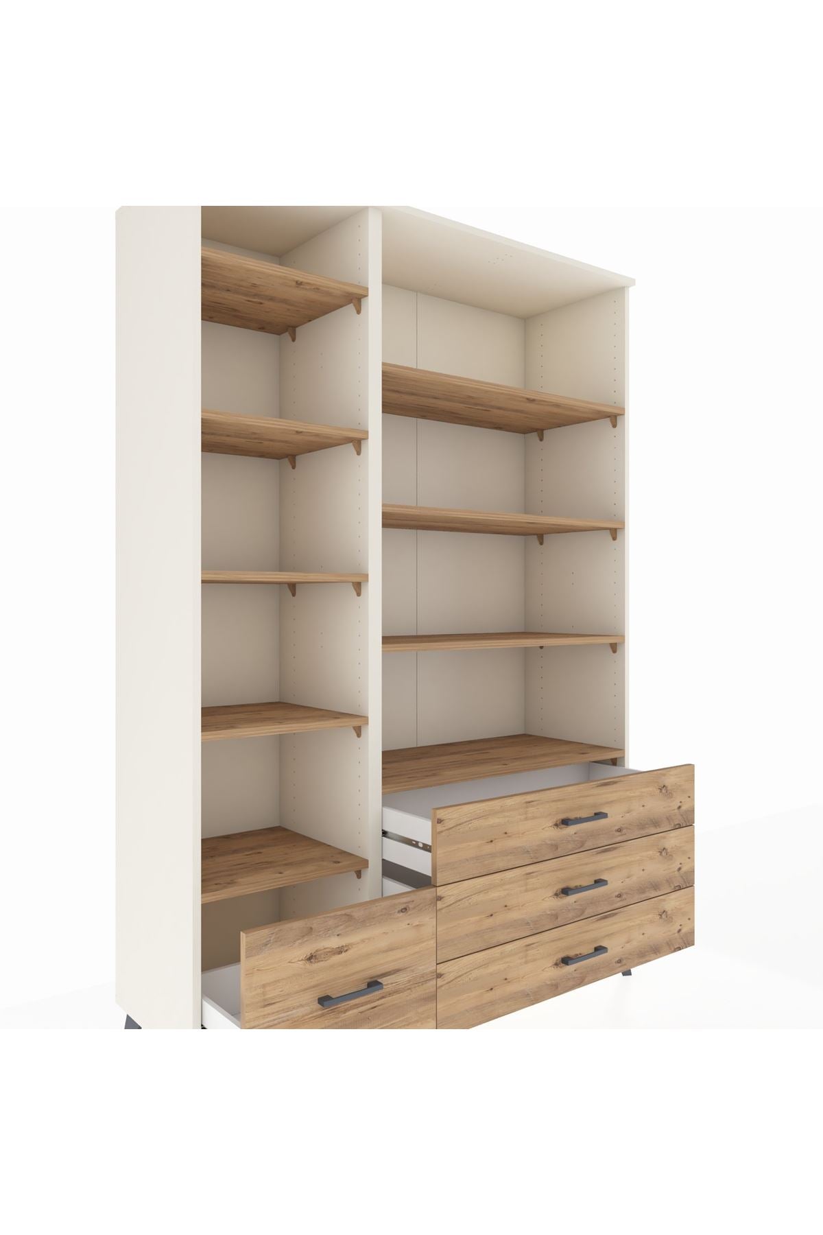 Hyperion Dolap 9 Raflı 4 Çekmeceli  132x44x195 Aytaşı-Çam/Çam