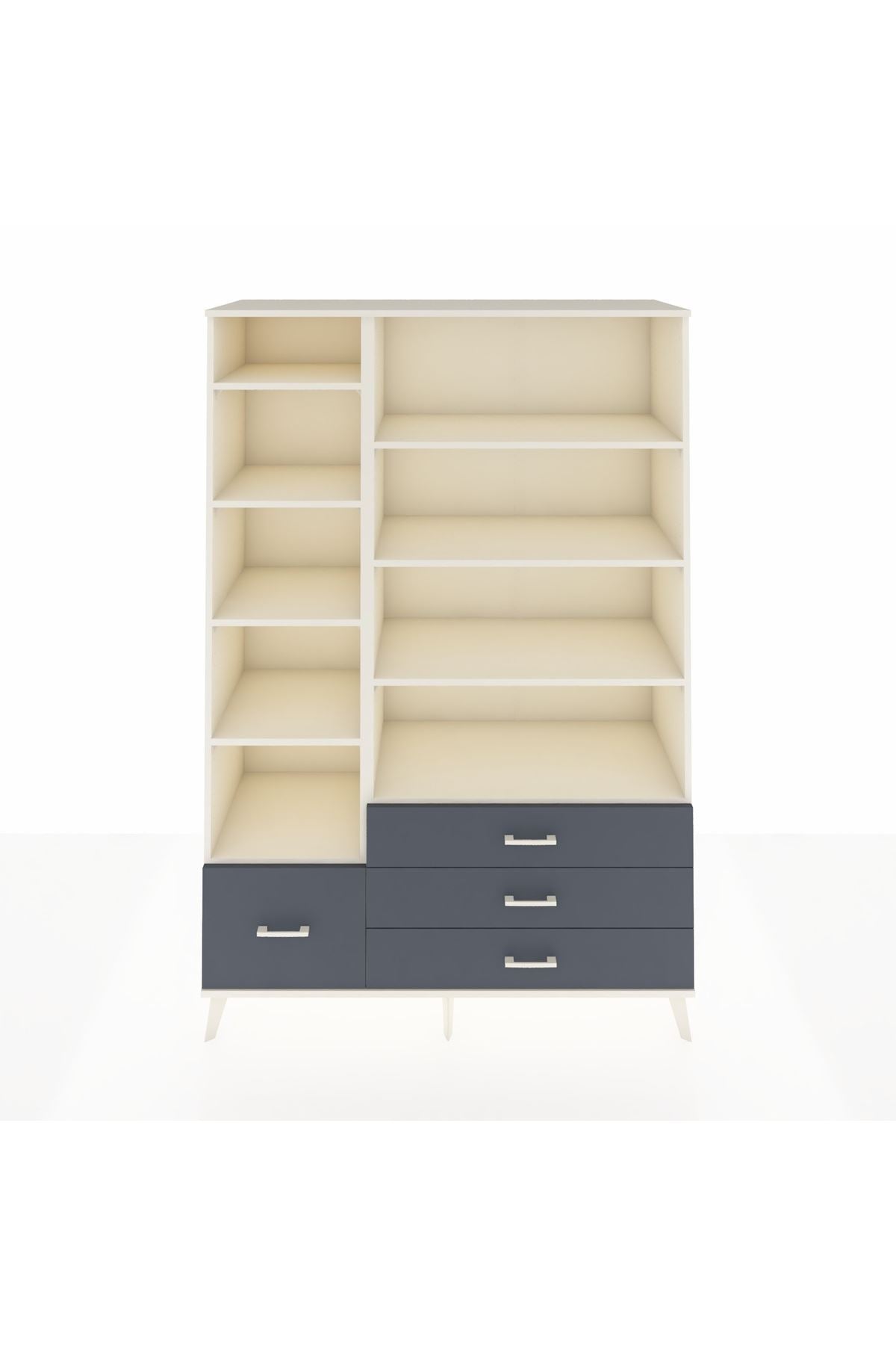 Hyperion Dolap 9 Raflı 4 Çekmeceli  132x44x195 Aytaşı-Aytaşı/Antrasit