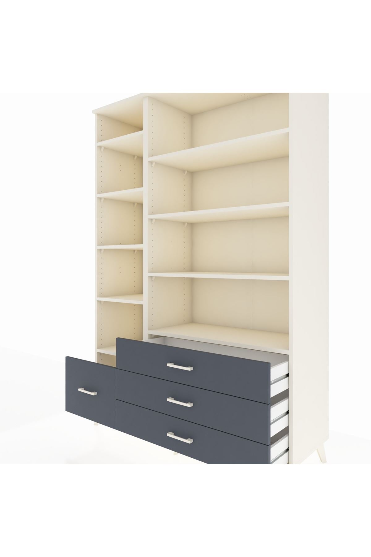 Hyperion Dolap 9 Raflı 4 Çekmeceli  132x44x195 Aytaşı-Aytaşı/Antrasit