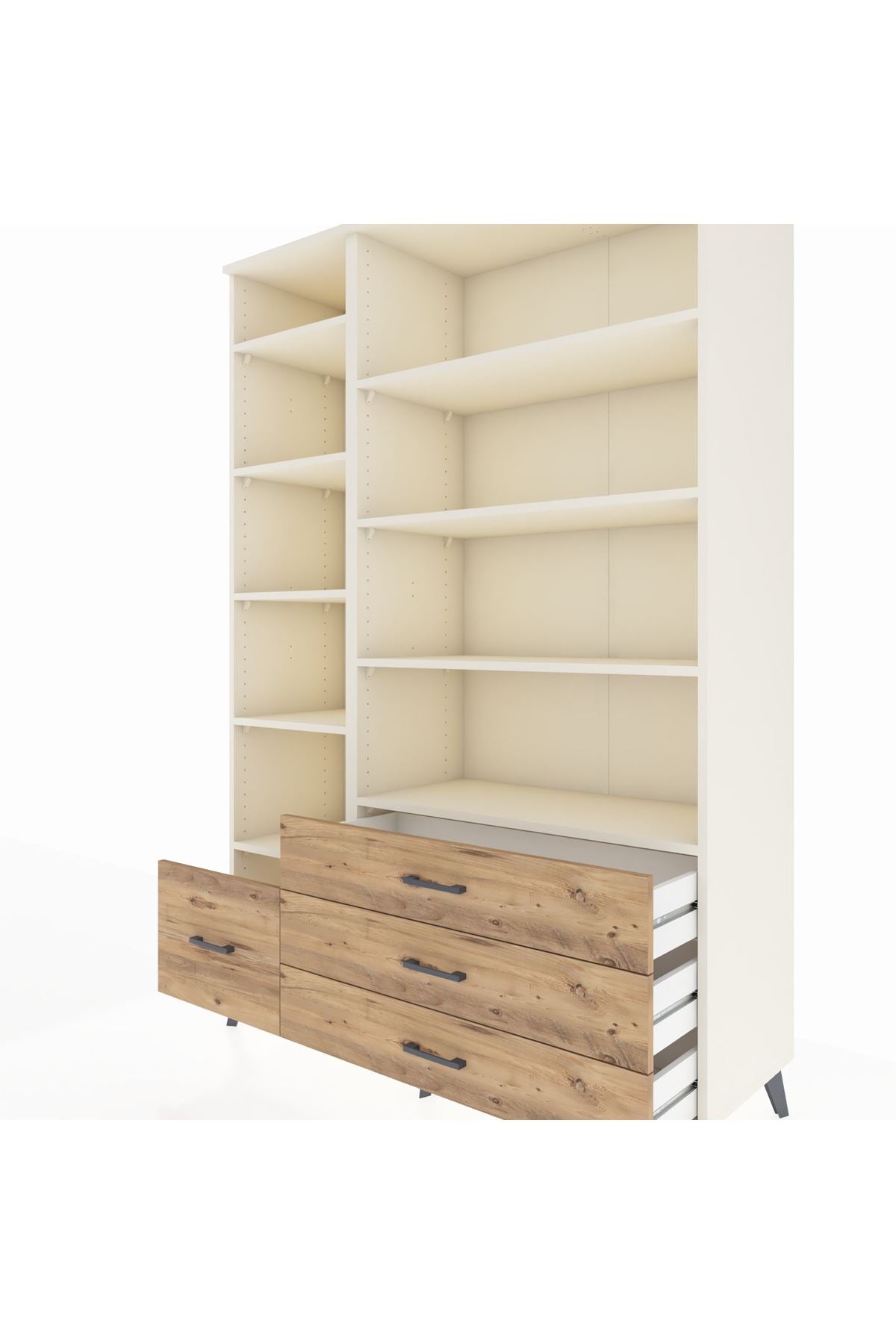 Hyperion Dolap 9 Raflı 4 Çekmeceli  132x44x195 Aytaşı-Aytaşı/Çam