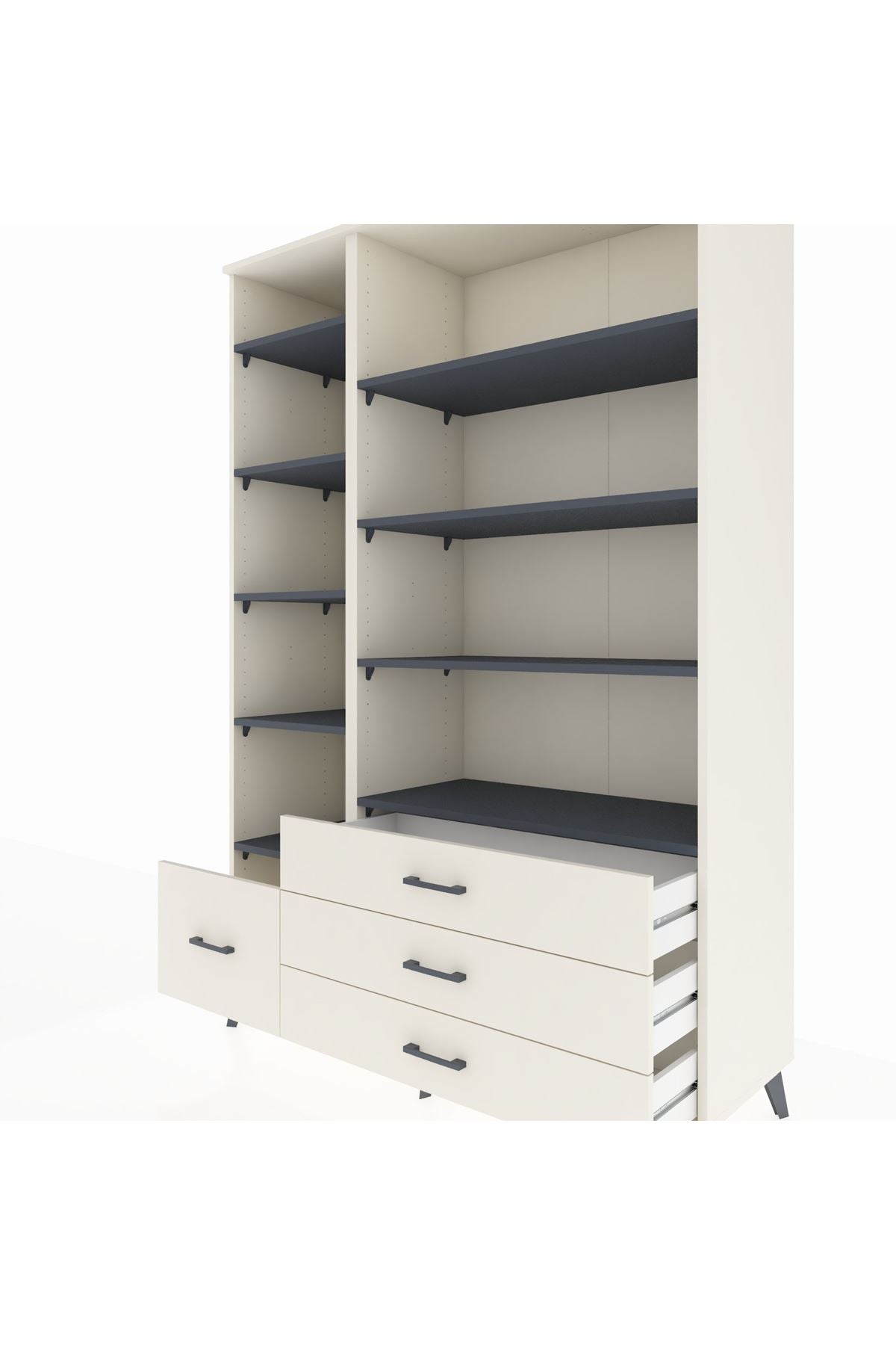 Hyperion Dolap 9 Raflı 4 Çekmeceli  132x44x195 Aytaşı-Antrasit/Aytaşı