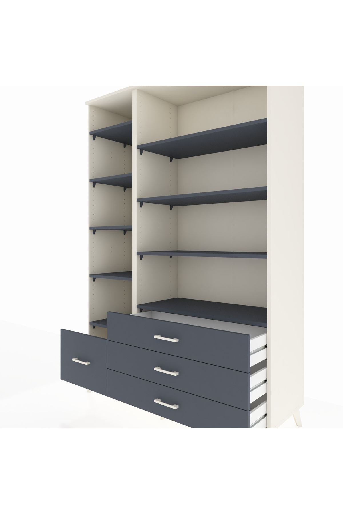 Hyperion Dolap 9 Raflı 4 Çekmeceli  132x44x195 Aytaşı-Antrasit/Antrasit