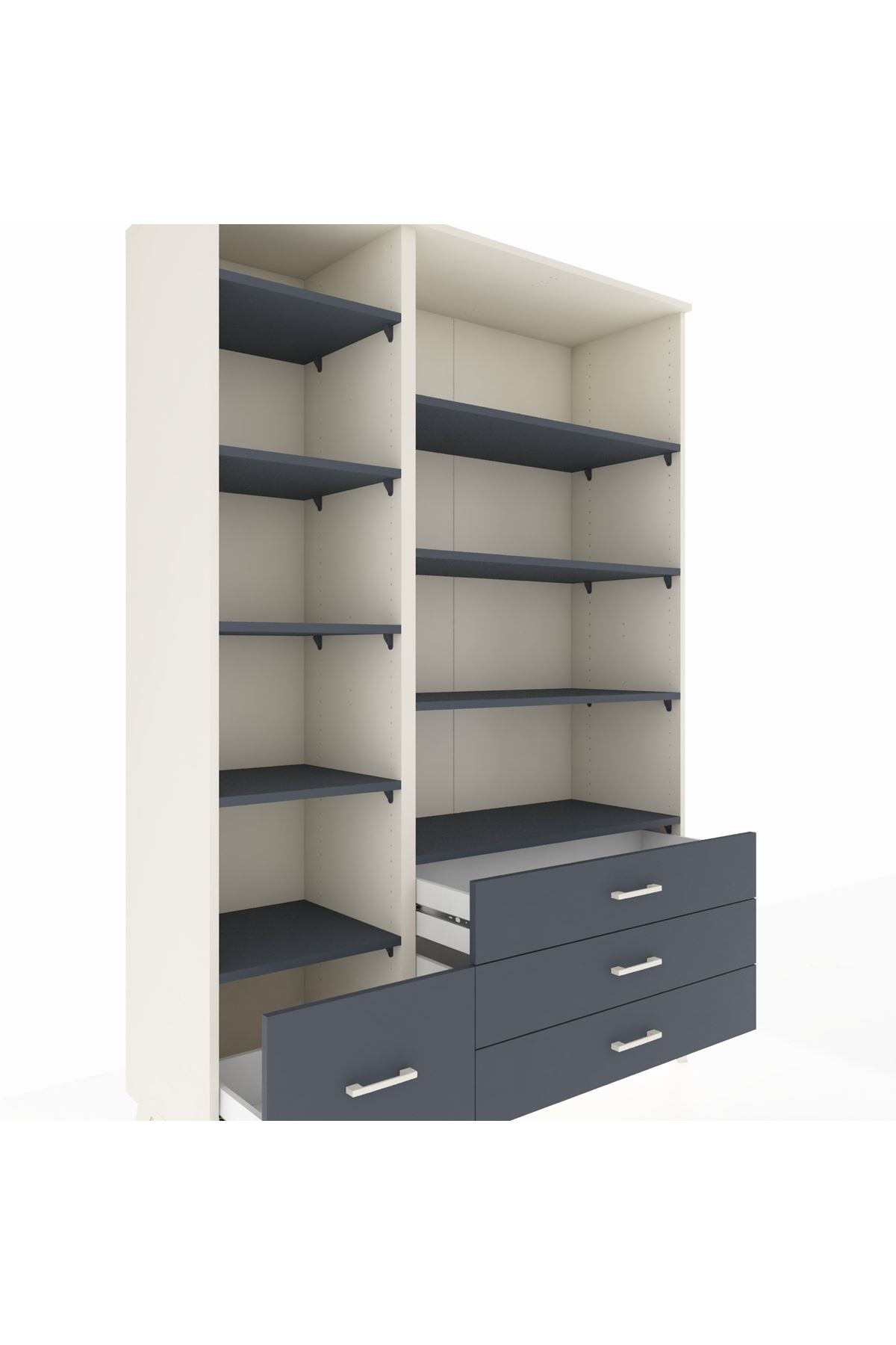 Hyperion Dolap 9 Raflı 4 Çekmeceli  132x44x195 Aytaşı-Antrasit/Antrasit