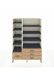 Hyperion Dolap 9 Raflı 4 Çekmeceli  132x44x195 Aytaşı-Antrasit/Çam