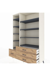 Hyperion Dolap 9 Raflı 4 Çekmeceli  132x44x195 Aytaşı-Antrasit/Çam